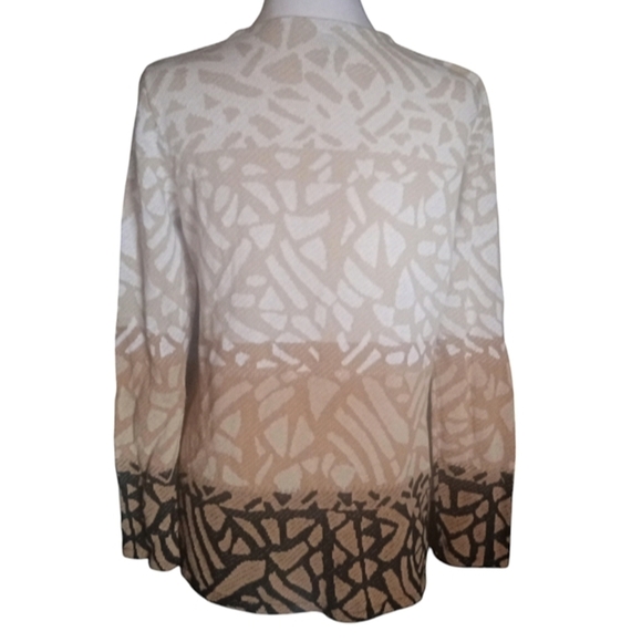 Pendleton Women's Button Front Cardigan Abstract Knit Cotton Linen Blend Medium - Picture 2 of 9